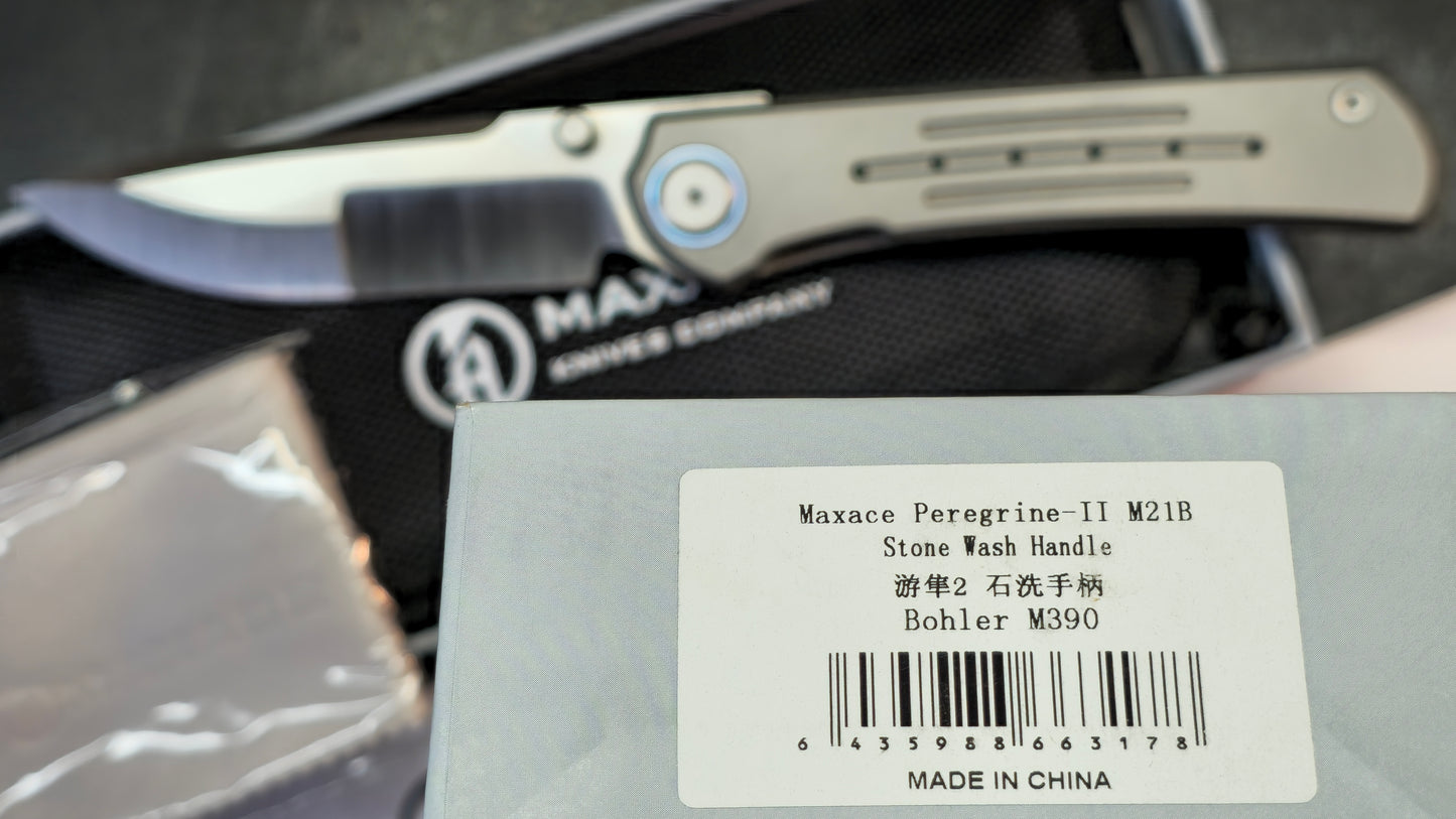 Maxace Peregrine II Folding Knife Sandblast Titanium Handle M390