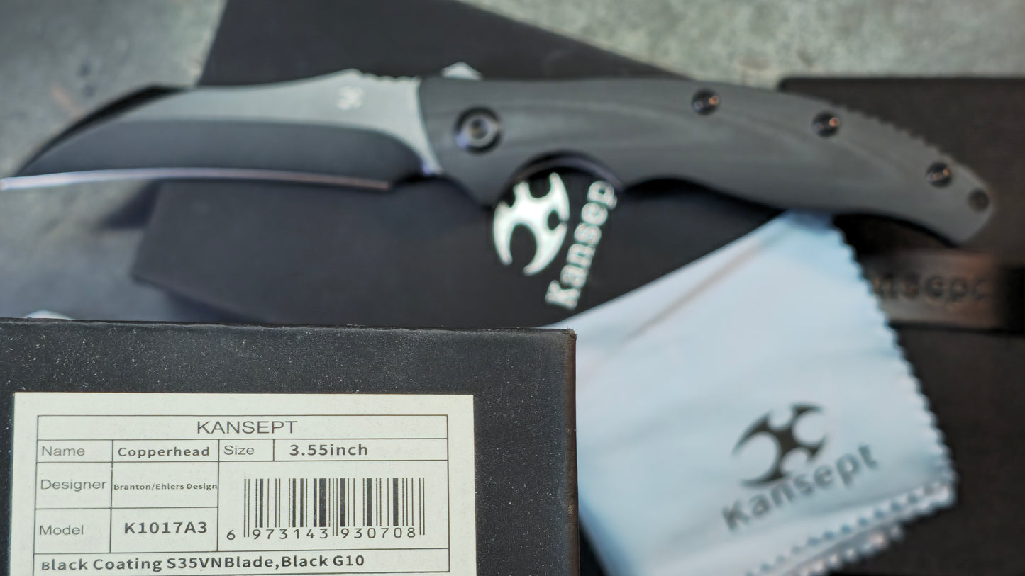 KANSEPT Copperhead Black G10 Handle Black Ti-coated S35VN Blade