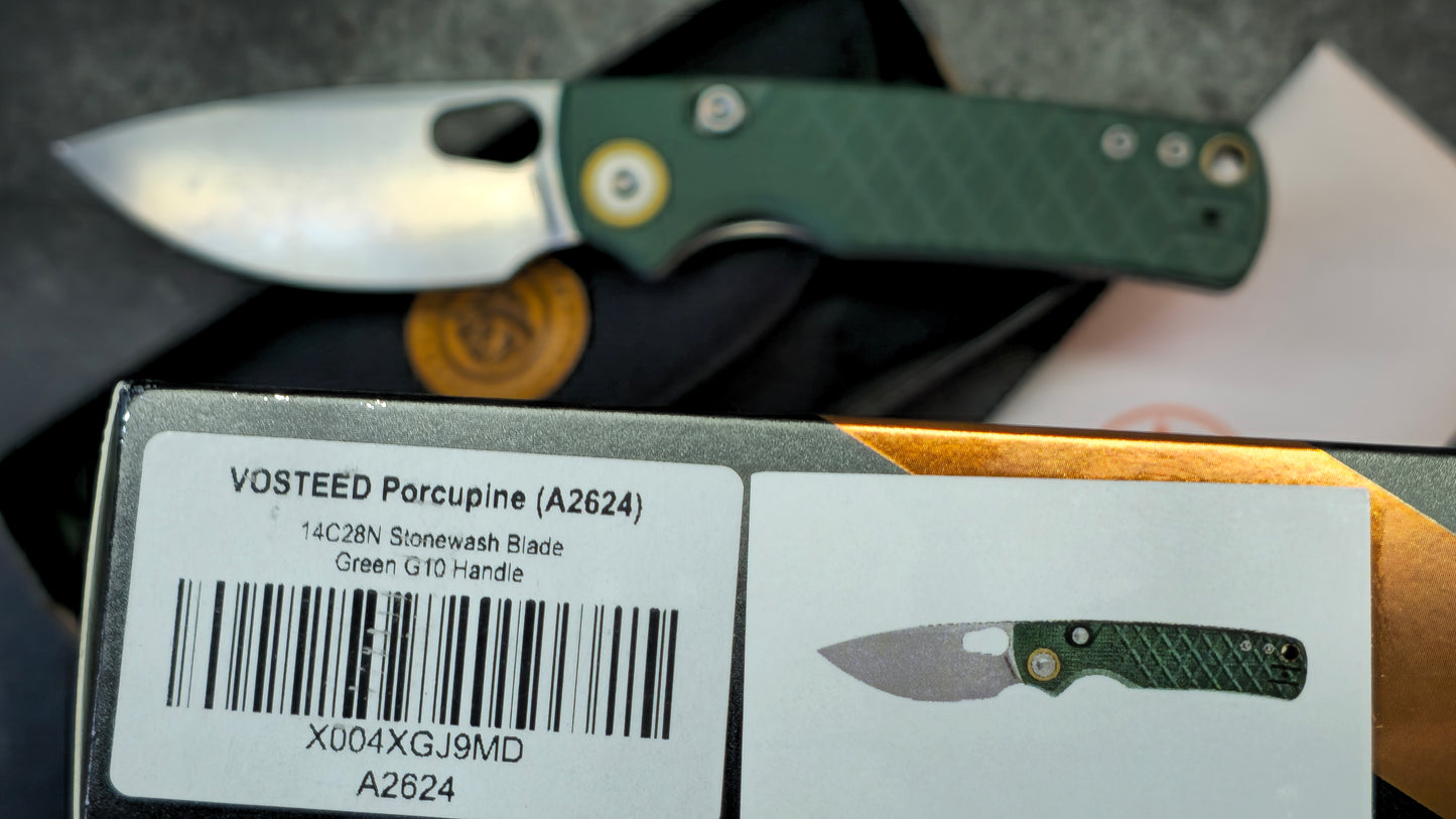 Vosteed Porcupine - Top Liner Lock G10 Handle 2.99" 14C28N Blade