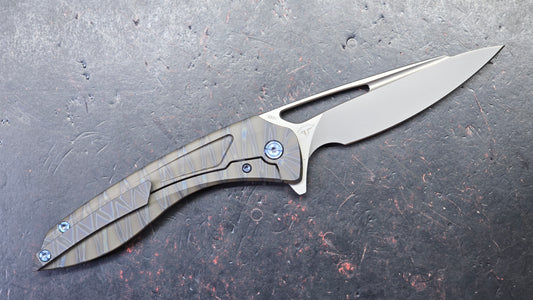 Kubey Veloce Flamed Titanium Handle CPM-S90V Blade