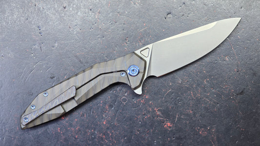 Kubey Nova Folding Knife Black Flame Titanium Handle 14C28N