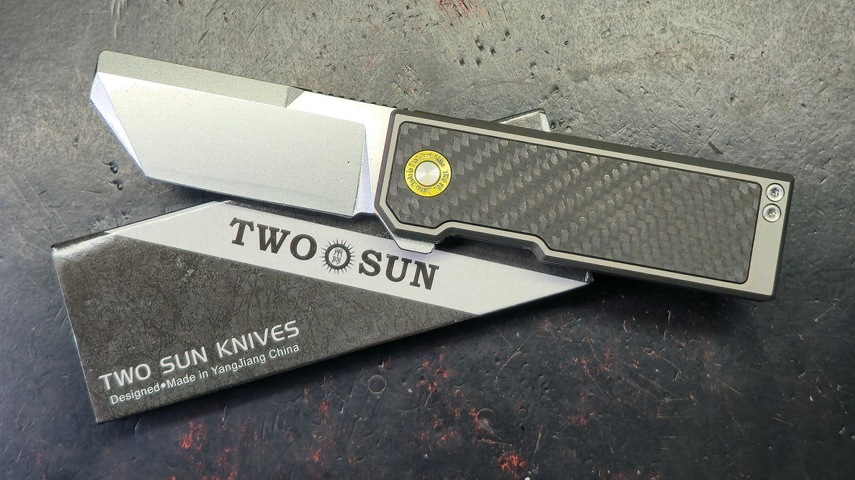 TwoSun TS529 Titanium/Carbon Fiber Handle 14C28N Blade