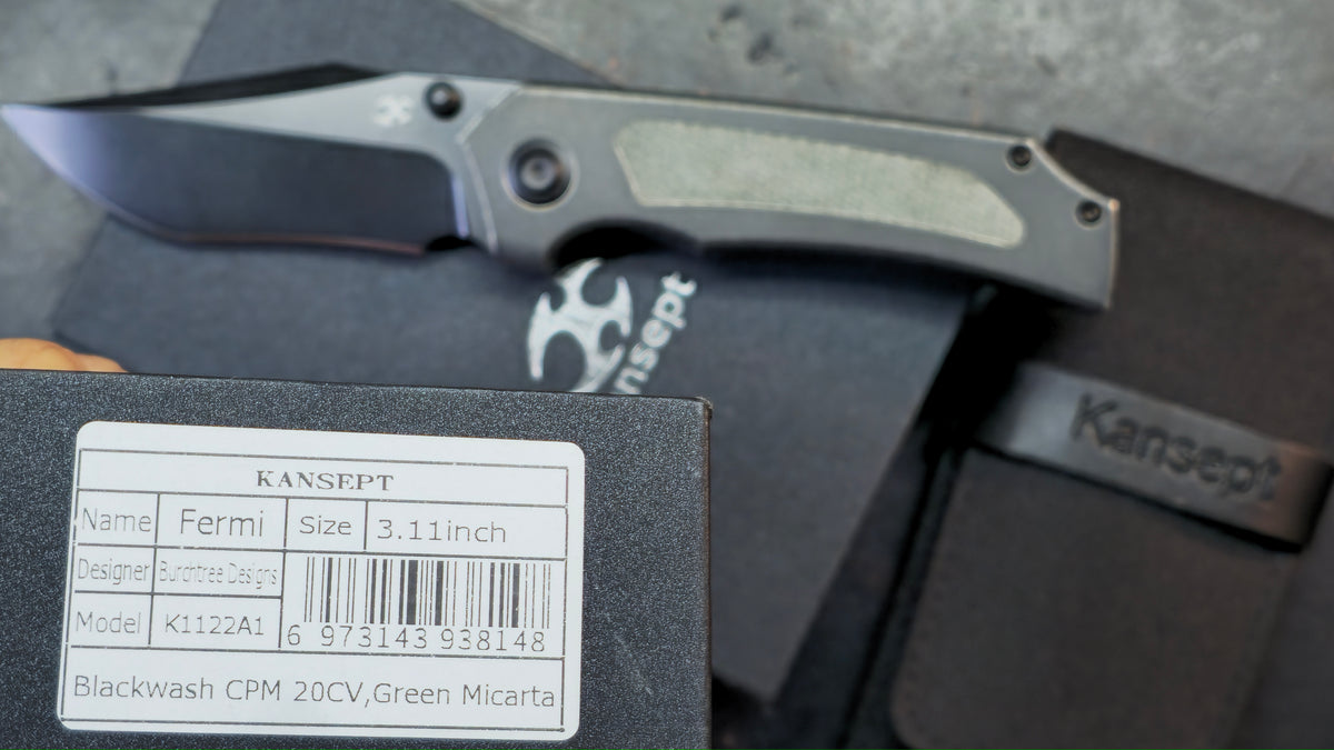 KANSEPT Fermi Titanium Green Micarta Handle CPM 20CV Blade