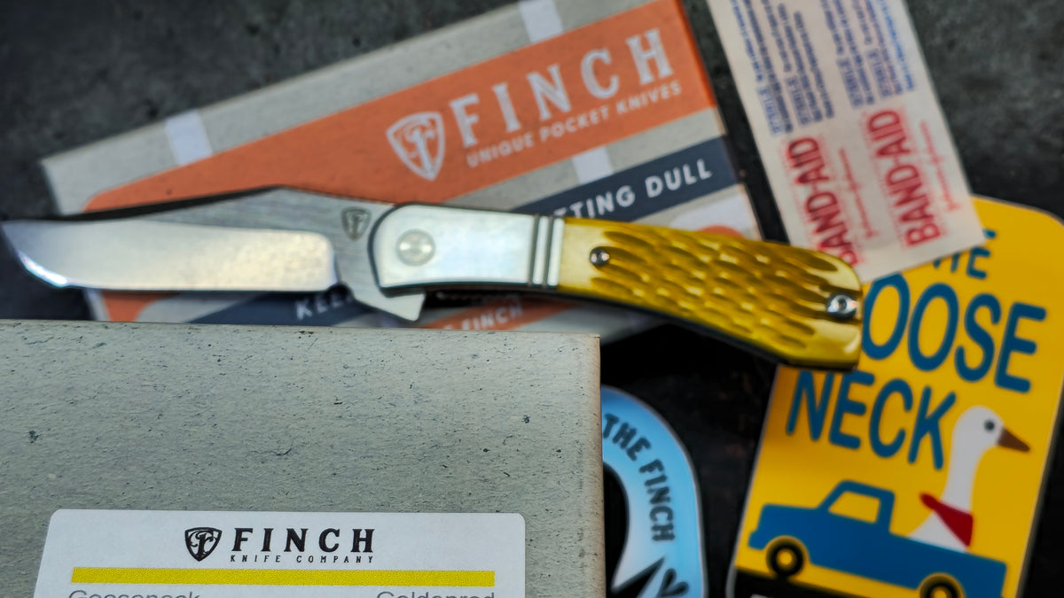 Finch Gooseneck Goldenrod Jigged Bone Handle 14c28n Blade