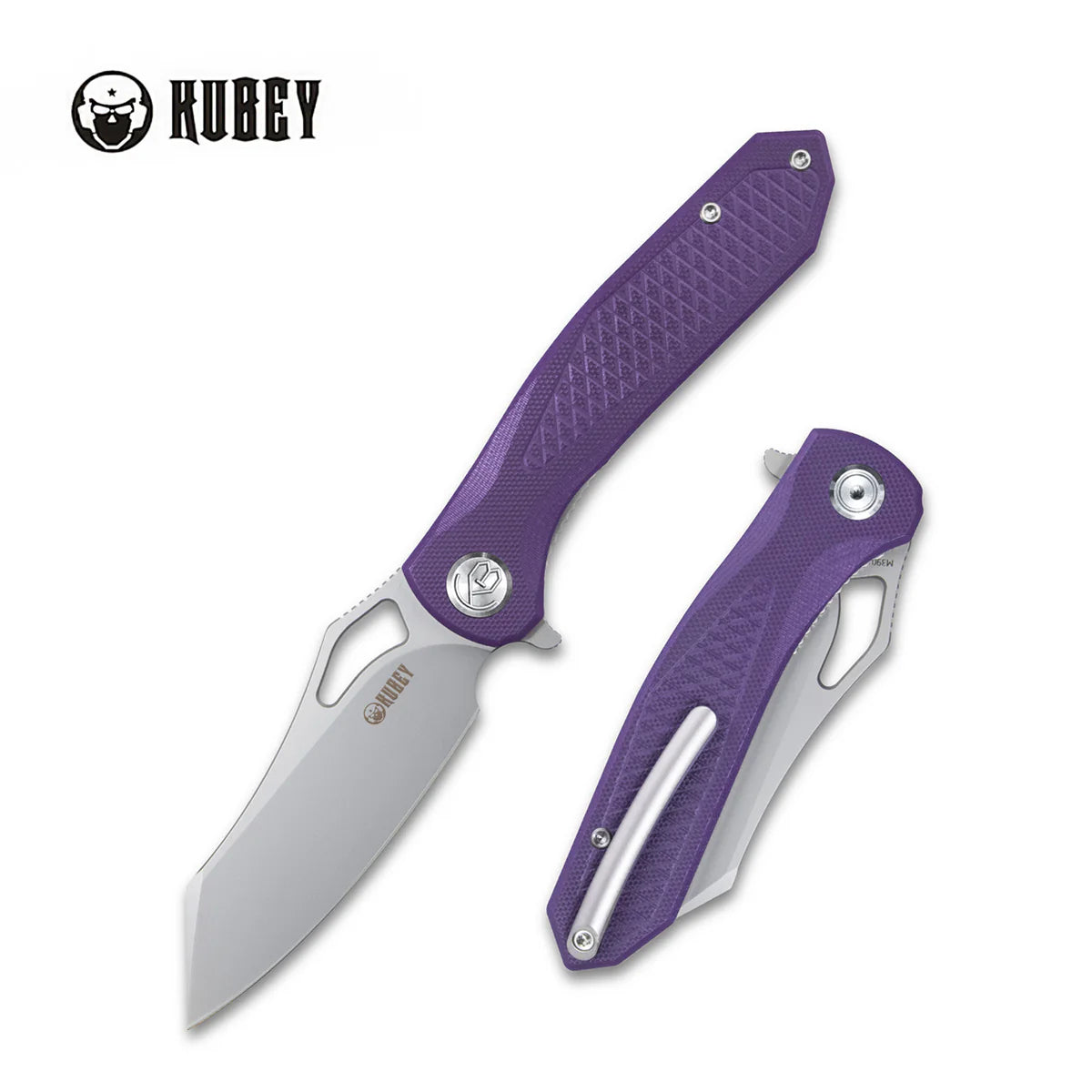 KUBEY Drake Purple G10 3.46" Sandblast Bohler M390 (NEW)