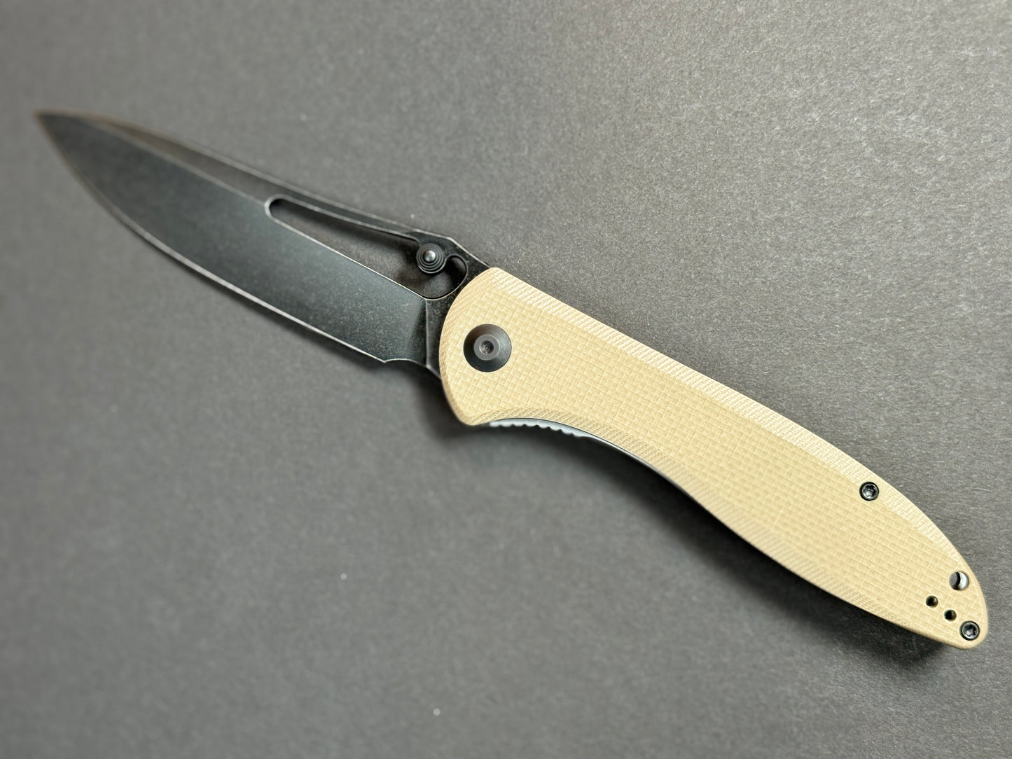 CIVIVI Picaro (C916B) Folding, Liner Lock , D2, Black Stonewash, Drop Point, Plain Edge, Hollow Grind, Handle: G10/Tan, (NEW - OPEN BOX)