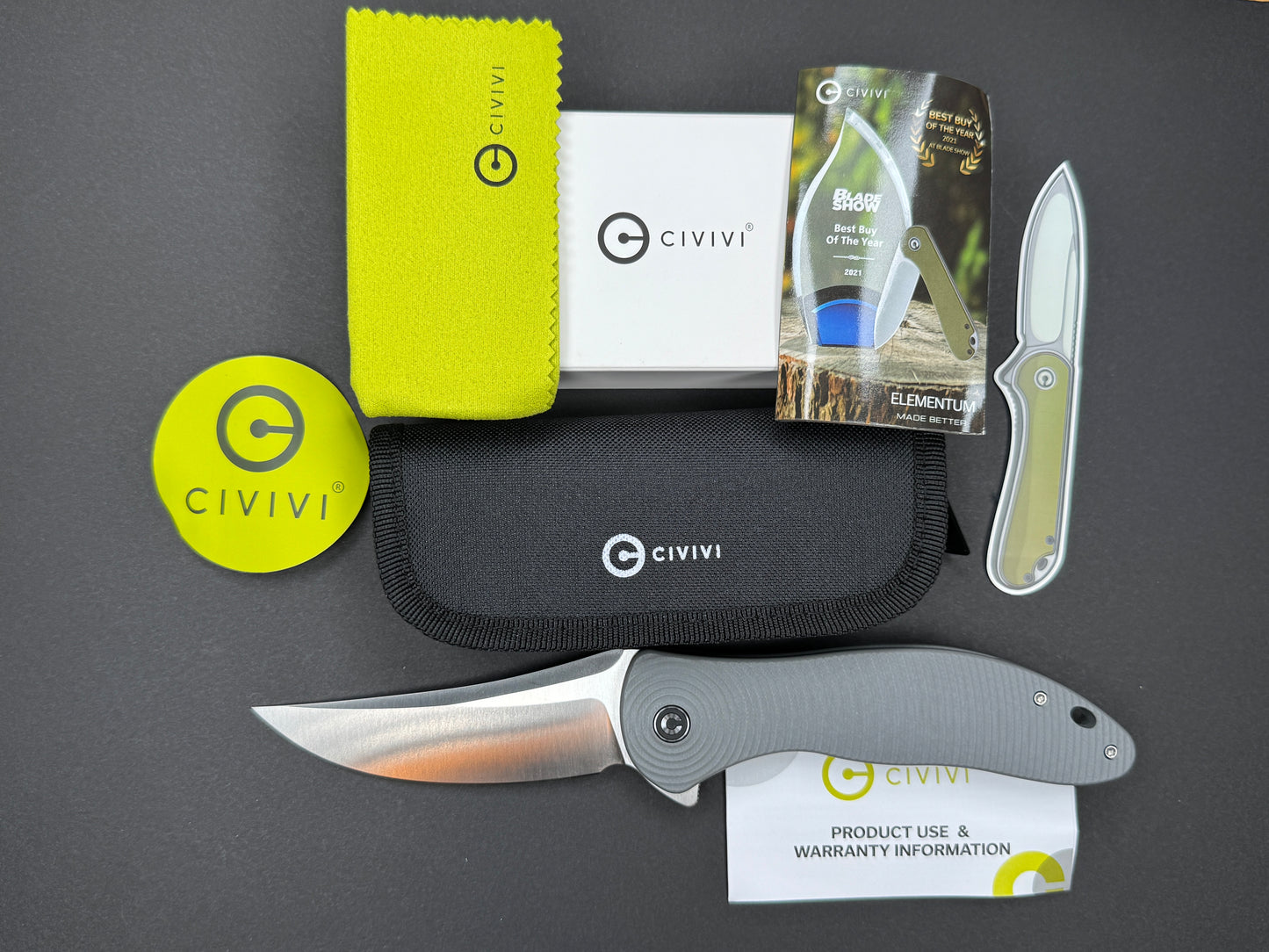 CIVIVI Synergy4 (C21018A-2) Folding, Liner Lock , Nitro-V, Satin, Trailing Point, Plain Edge, Flat Grind, Handle: G10/Gray, (NEW - OPEN BOX)