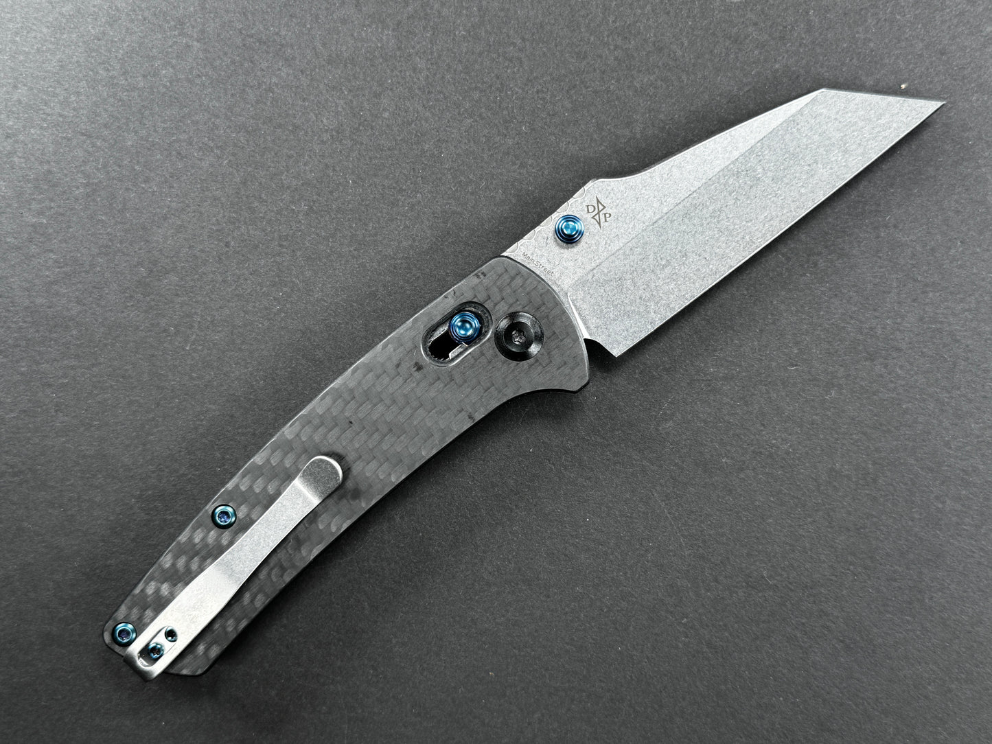 KANSEPT Main Street (T1015V4), Folding, Crossbar Lock , 154CM, Stonewash, Wharncliff, Plain Edge, Flat Grind, Handle: Carbon Fiber/ G10/Black, (NEW - OPEN BOX)