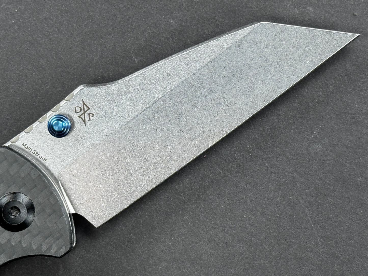 KANSEPT Main Street (T1015V4), Folding, Crossbar Lock , 154CM, Stonewash, Wharncliff, Plain Edge, Flat Grind, Handle: Carbon Fiber/ G10/Black, (NEW - OPEN BOX)