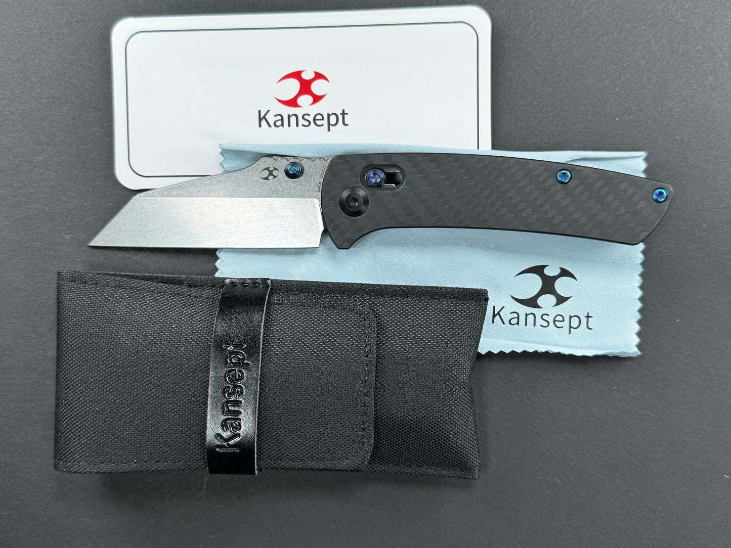 KANSEPT Main Street (T1015V4), Folding, Crossbar Lock , 154CM, Stonewash, Wharncliff, Plain Edge, Flat Grind, Handle: Carbon Fiber/ G10/Black, (NEW - OPEN BOX)