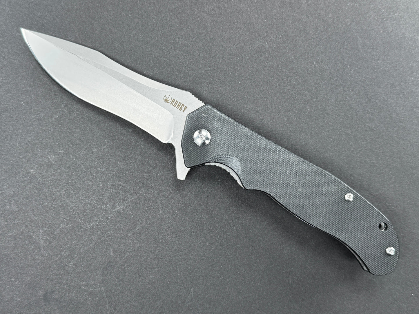 KUBEY Nuovo (KU162) Folding, Liner Lock , D2, Stonewash, Drop Point, Plain Edge, Flat Grind, Handle: G10/Black, (NEW - OPEN BOX)