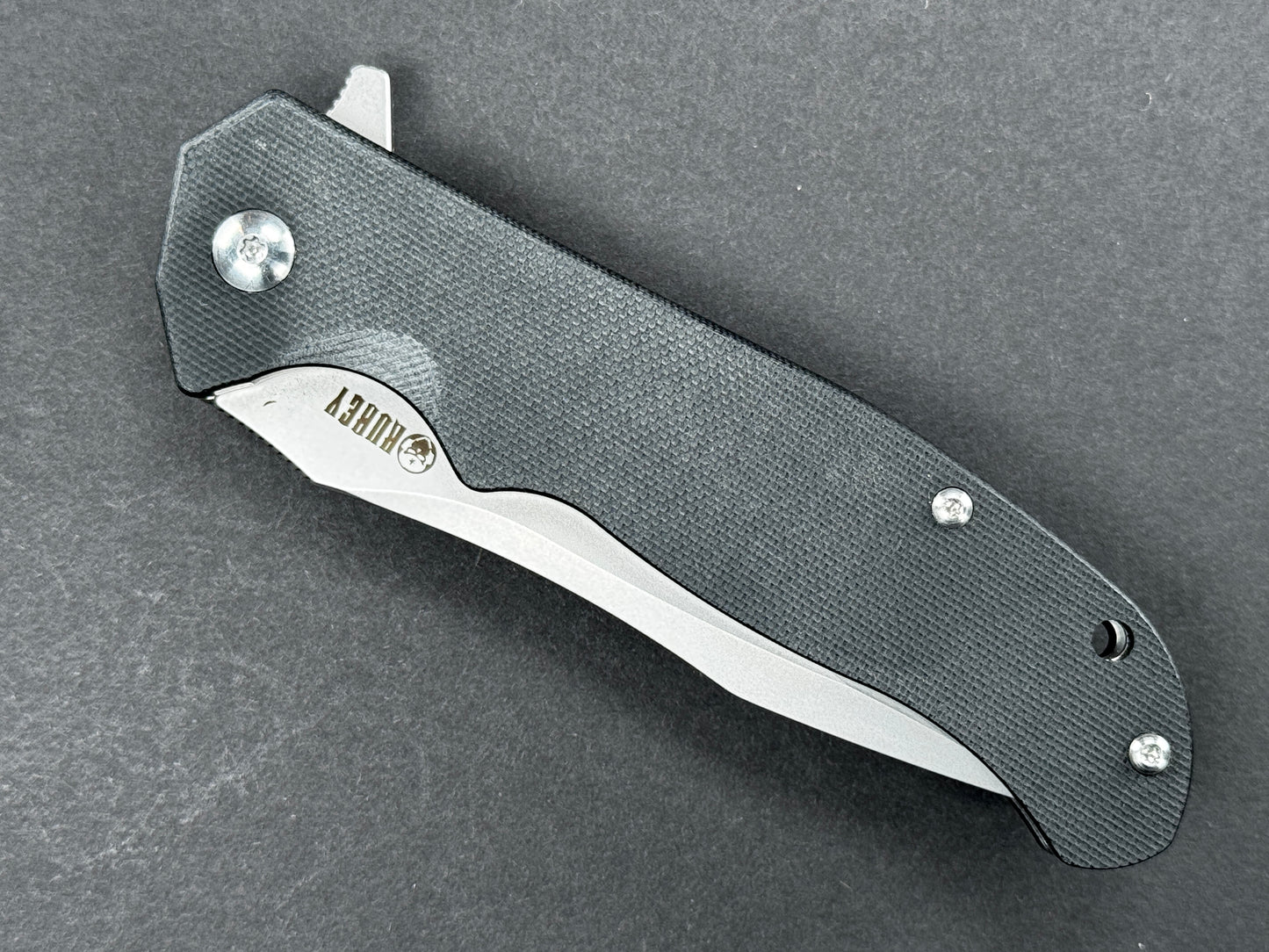 KUBEY Nuovo (KU162) Folding, Liner Lock , D2, Stonewash, Drop Point, Plain Edge, Flat Grind, Handle: G10/Black, (NEW - OPEN BOX)