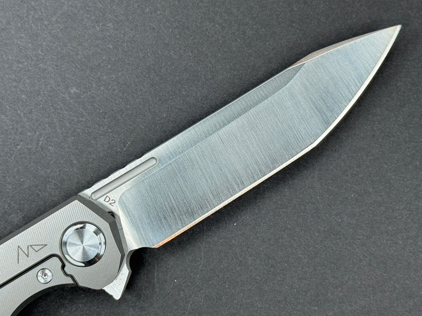 TWOSUN TS49 Folding, Frame Lock, D2, Satin, Clip Point, Plain Edge, Flat Grind, Handle: Titanium/ Carbon Fiber/Gray/ Black, (NEW - OPEN BOX)