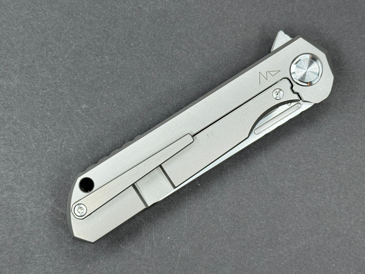 TWOSUN TS49 Folding, Frame Lock, D2, Satin, Clip Point, Plain Edge, Flat Grind, Handle: Titanium/ Carbon Fiber/Gray/ Black, (NEW - OPEN BOX)