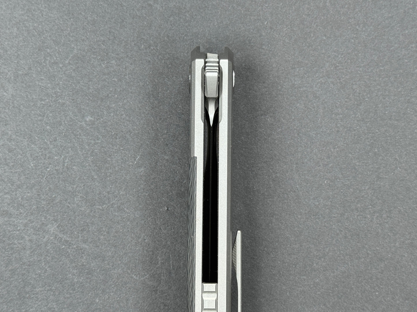 TWOSUN TS49 Folding, Frame Lock, D2, Satin, Clip Point, Plain Edge, Flat Grind, Handle: Titanium/ Carbon Fiber/Gray/ Black, (NEW - OPEN BOX)