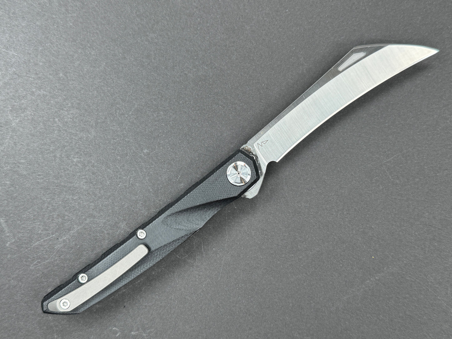 TWOSUN TS74 Folding, Liner Lock, D2, Satin, Hawkbill, Plain Edge, Full Grind, Handle: G10/Black, (NEW - OPEN BOX)