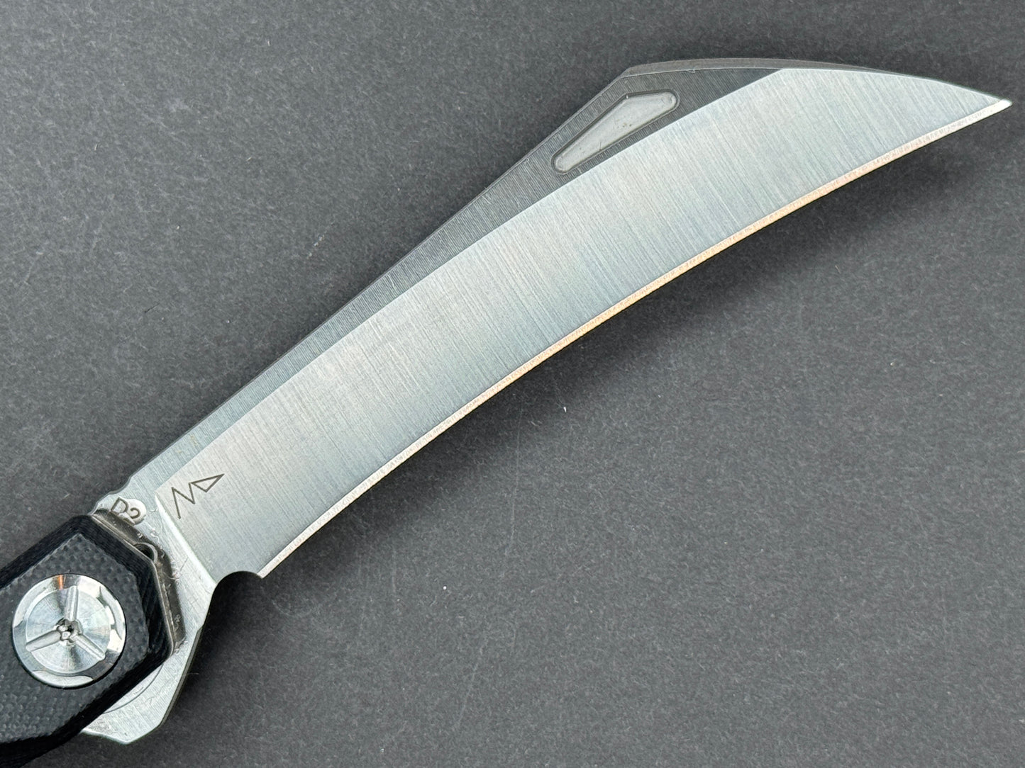 TWOSUN TS74 Folding, Liner Lock, D2, Satin, Hawkbill, Plain Edge, Full Grind, Handle: G10/Black, (NEW - OPEN BOX)