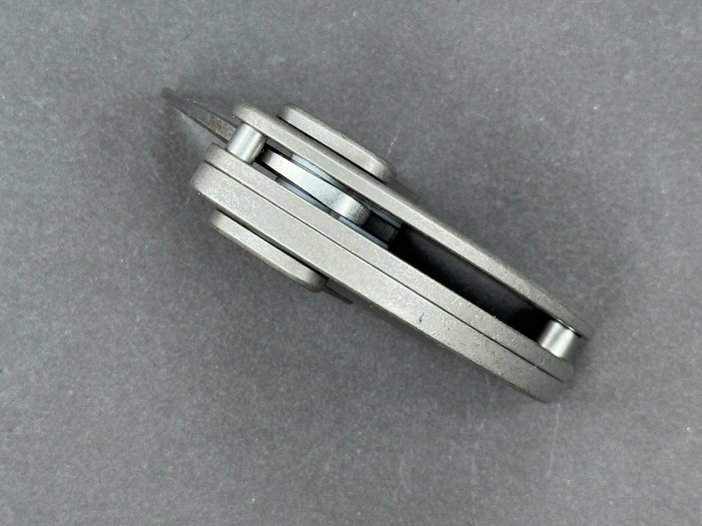 TWOSUN TS151 Folding, Button Lock, 14C28N, Satin, Hawkbill, Plain Edge, High Flat Grind, Handle: Titanium/Gray, (NEW - OPEN BOX)