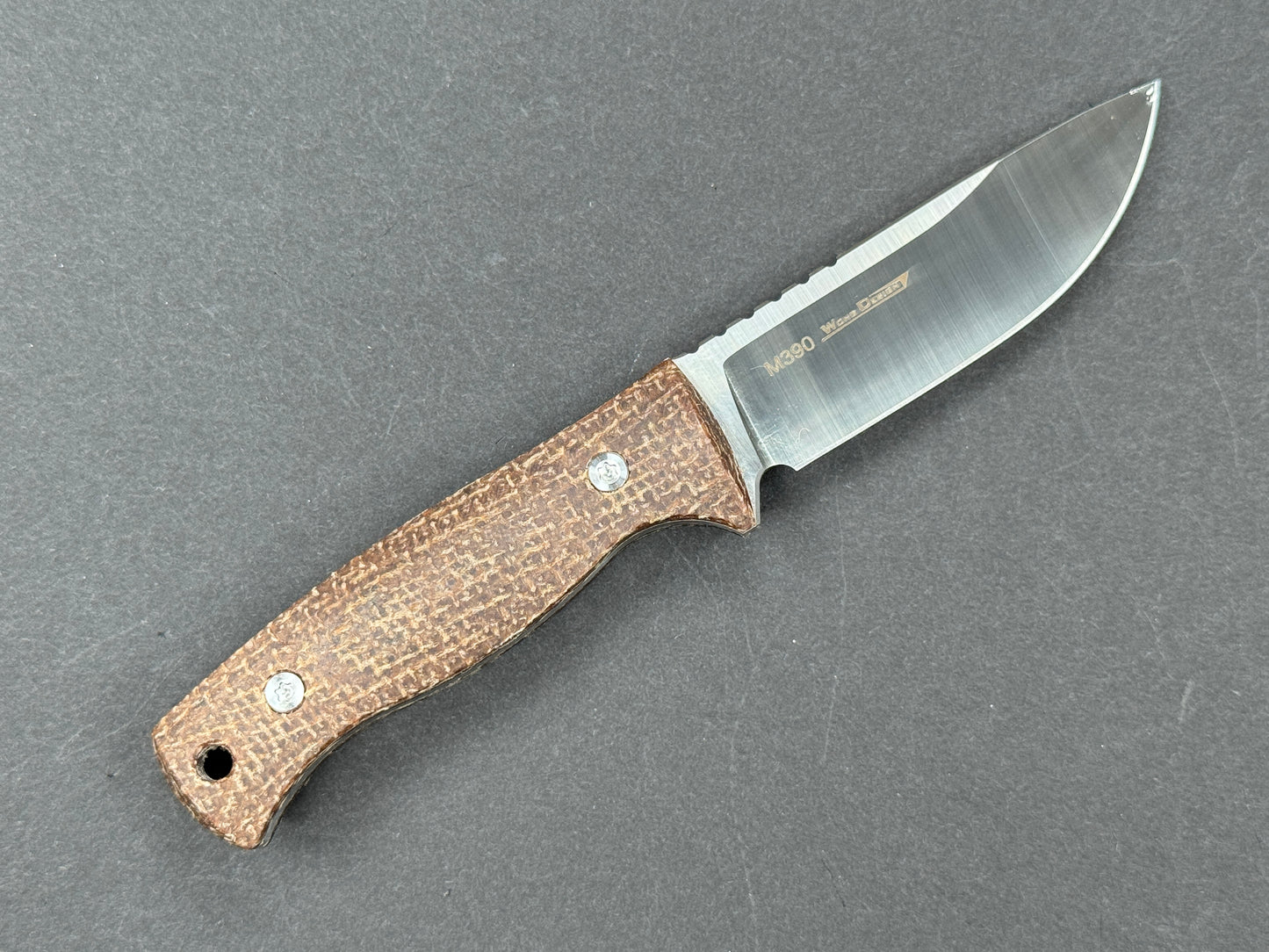 TWOSUN TS247 Fixed Blade, M390, Satin, Clip Point, Plain Edge, Full Grind, Handle: Micarta/Brown, (NEW - OPEN BOX)