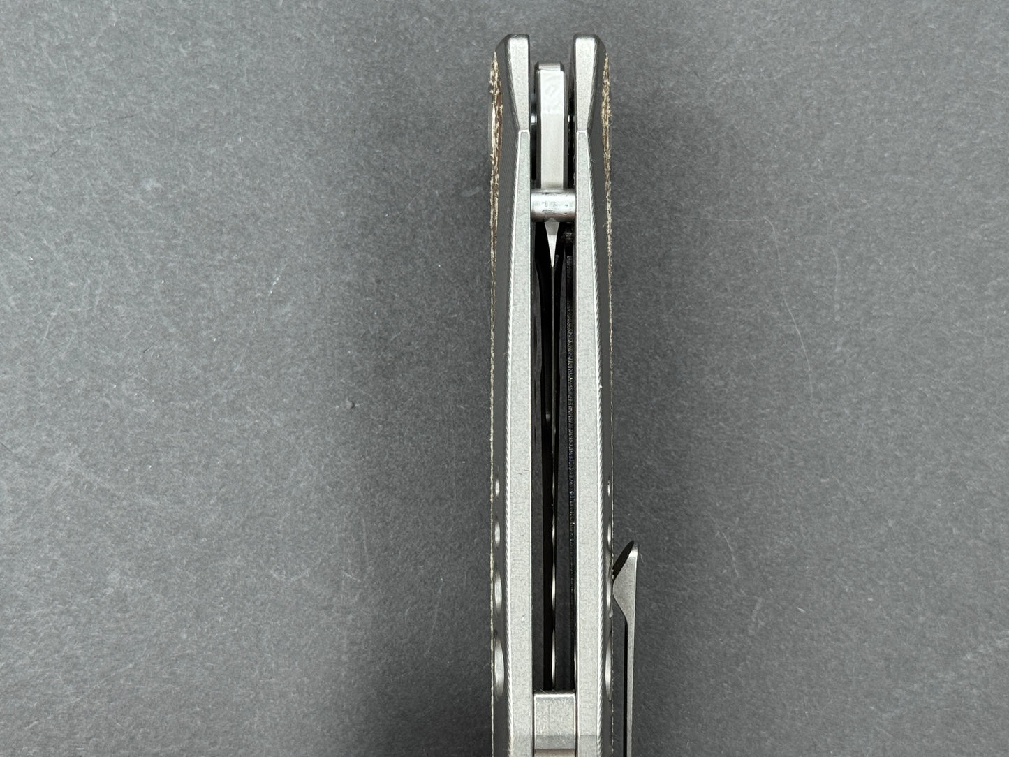 TWOSUN TS263 Folding, Frame Lock, 14C28N, Satin, Clip Point, Plain Edge, Full Grind, Handle: Titanium/ Micarta/Gray/ Brown, (NEW - OPEN BOX)