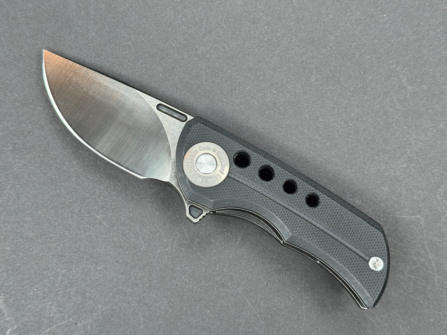 TWOSUN TS345 Folding, Liner Lock, D2, Satin/ Black Stonewash, Straight Back, Plain Edge, Full Grind, Handle: G10/Black, (NEW - OPEN BOX)