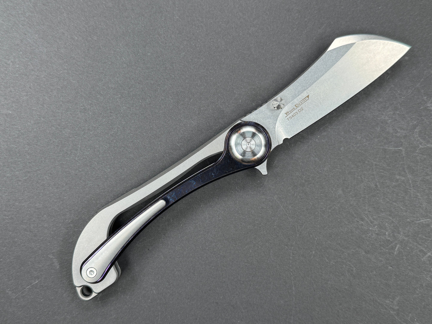 TWOSUN TS403 Folding, Liner Lock, D2, Satin, Sheepsfoot, Plain Edge, Full Grind, Handle: Titanium/Multi-Color Green, (NEW - OPEN BOX)
