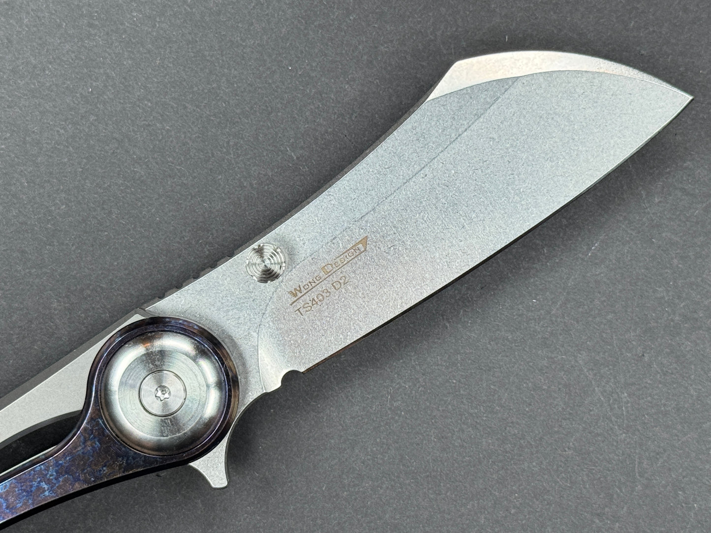 TWOSUN TS403 Folding, Liner Lock, D2, Satin, Sheepsfoot, Plain Edge, Full Grind, Handle: Titanium/Multi-Color Green, (NEW - OPEN BOX)