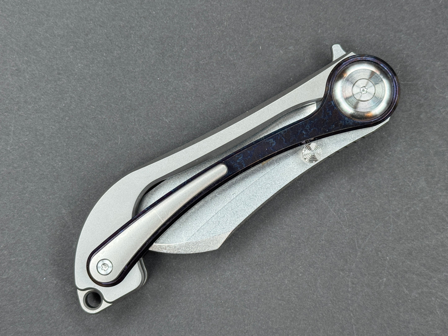 TWOSUN TS403 Folding, Liner Lock, D2, Satin, Sheepsfoot, Plain Edge, Full Grind, Handle: Titanium/Multi-Color Green, (NEW - OPEN BOX)