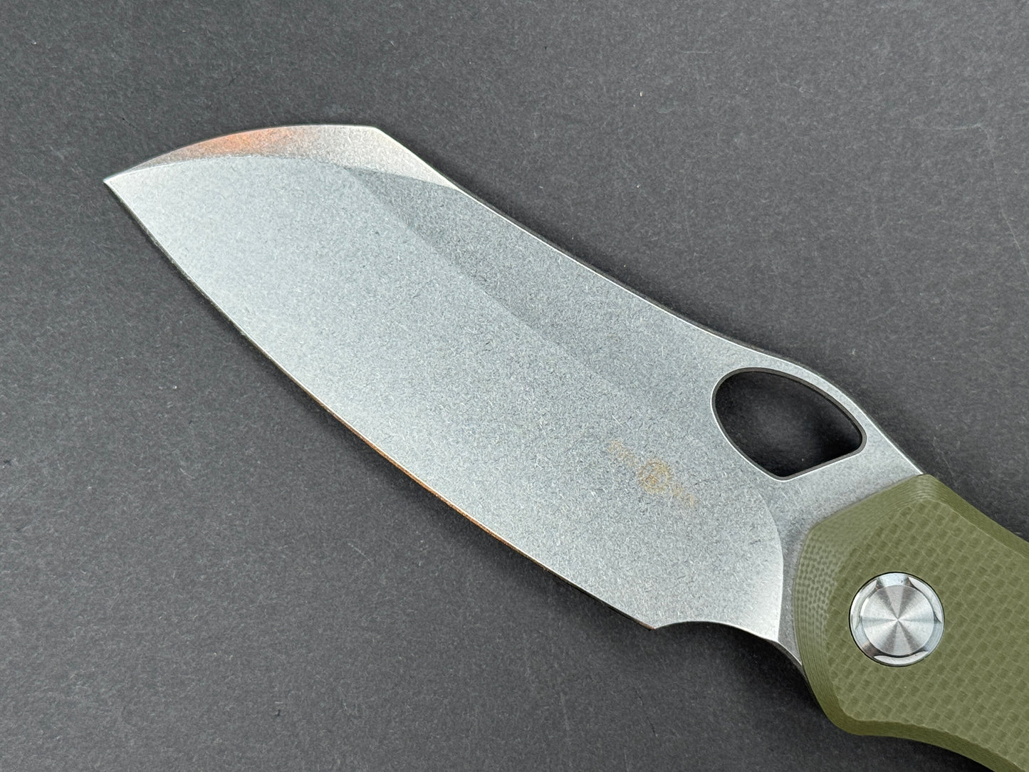 TWOSUN TS421 Folding, Liner Lock, D2, Stonewash, Sheepsfoot, Plain Edge, Flat Grind, Handle: G10/Green, (NEW - OPEN BOX)