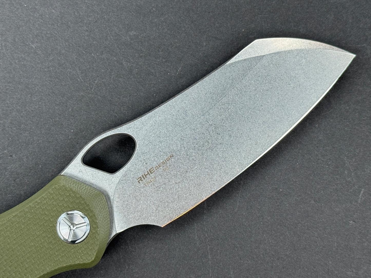 TWOSUN TS421 Folding, Liner Lock, D2, Stonewash, Sheepsfoot, Plain Edge, Flat Grind, Handle: G10/Green, (NEW - OPEN BOX)