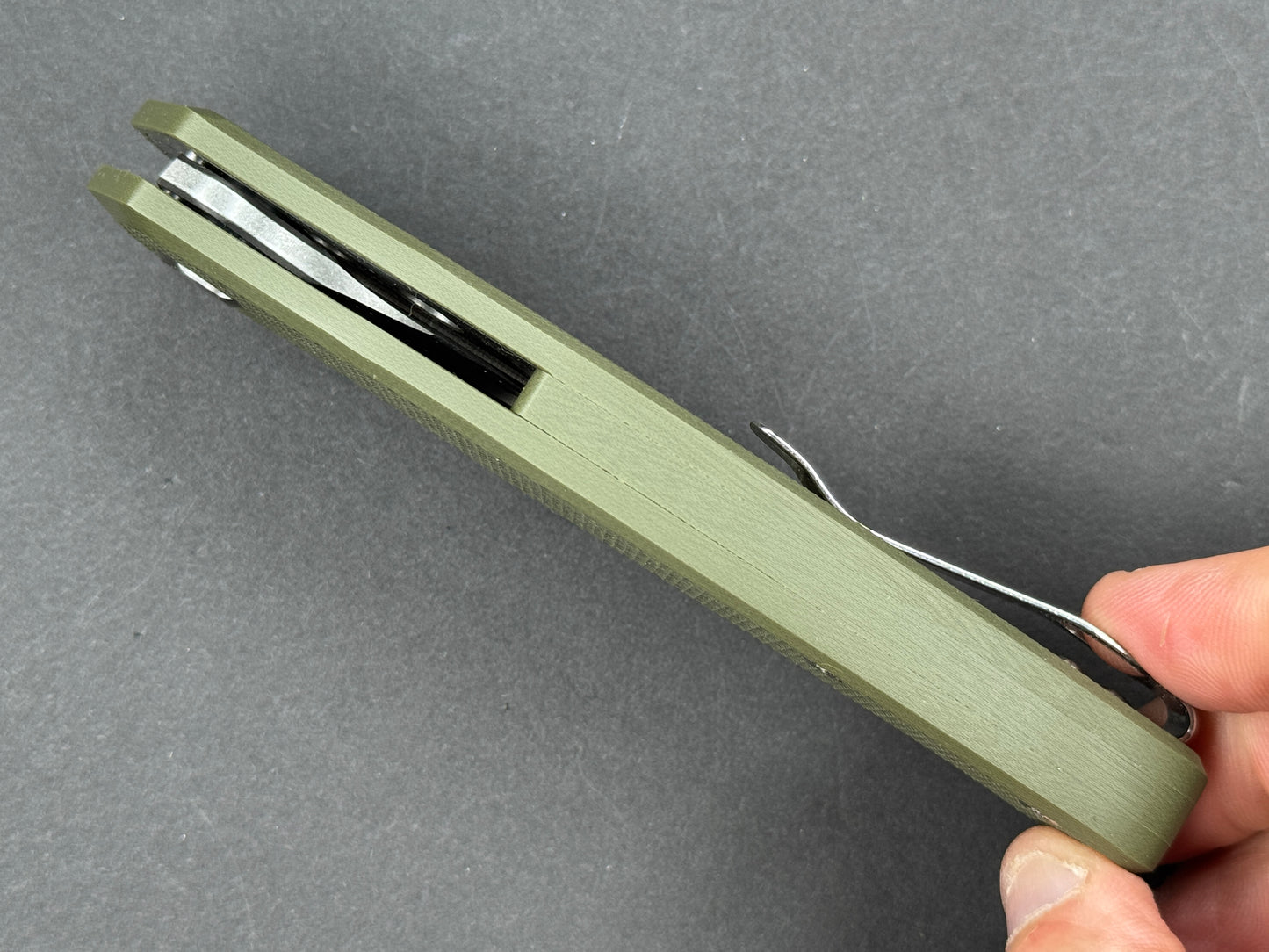 TWOSUN TS421 Folding, Liner Lock, D2, Stonewash, Sheepsfoot, Plain Edge, Flat Grind, Handle: G10/Green, (NEW - OPEN BOX)