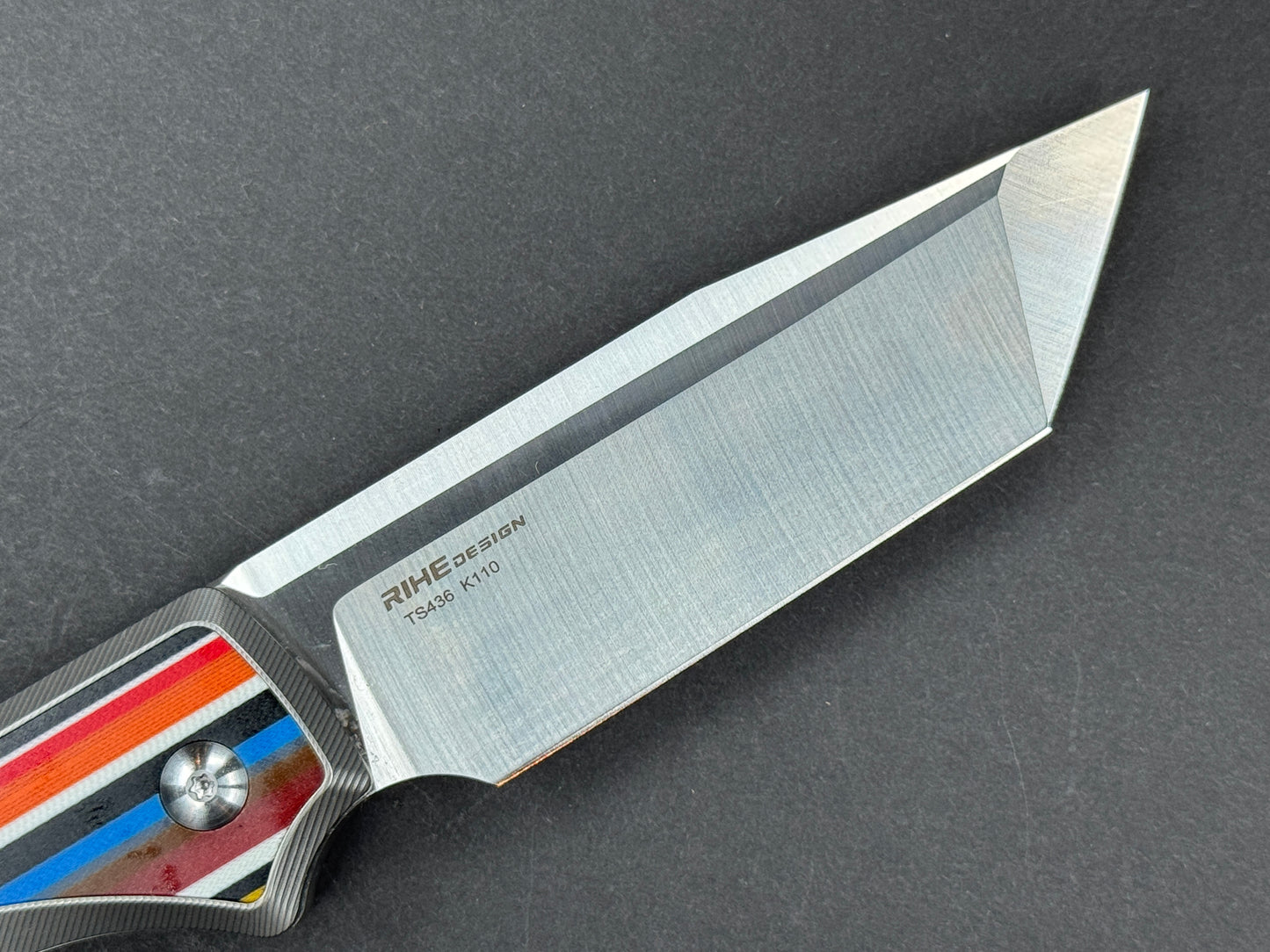 TWOSUN TS436 Folding, Liner Lock, K110, Satin, Tanto, Plain Edge, Compound Bevel, Handle: Tittanium/ G10/Multi-color, (NEW - OPEN BOX)