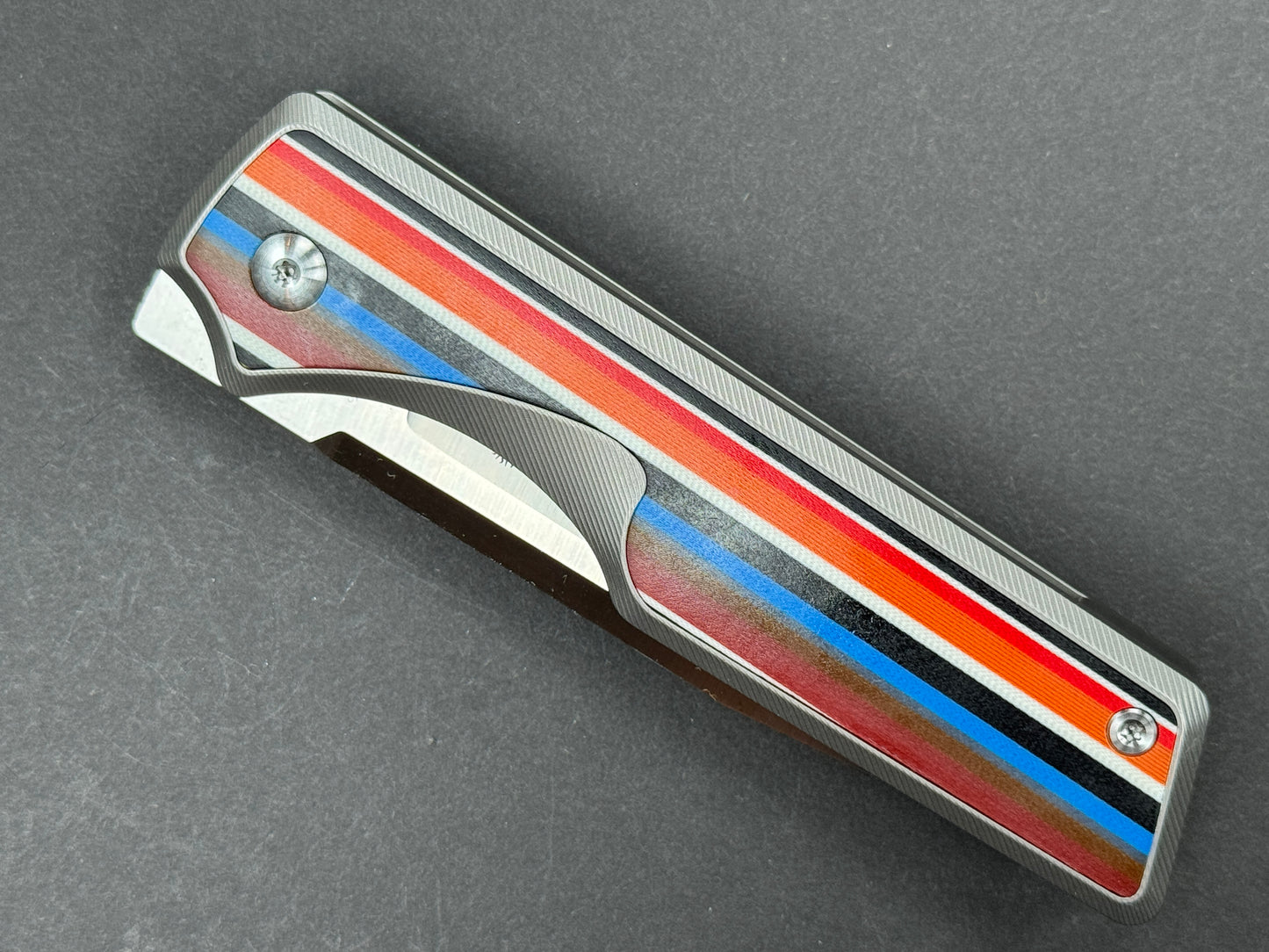 TWOSUN TS436 Folding, Liner Lock, K110, Satin, Tanto, Plain Edge, Compound Bevel, Handle: Tittanium/ G10/Multi-color, (NEW - OPEN BOX)