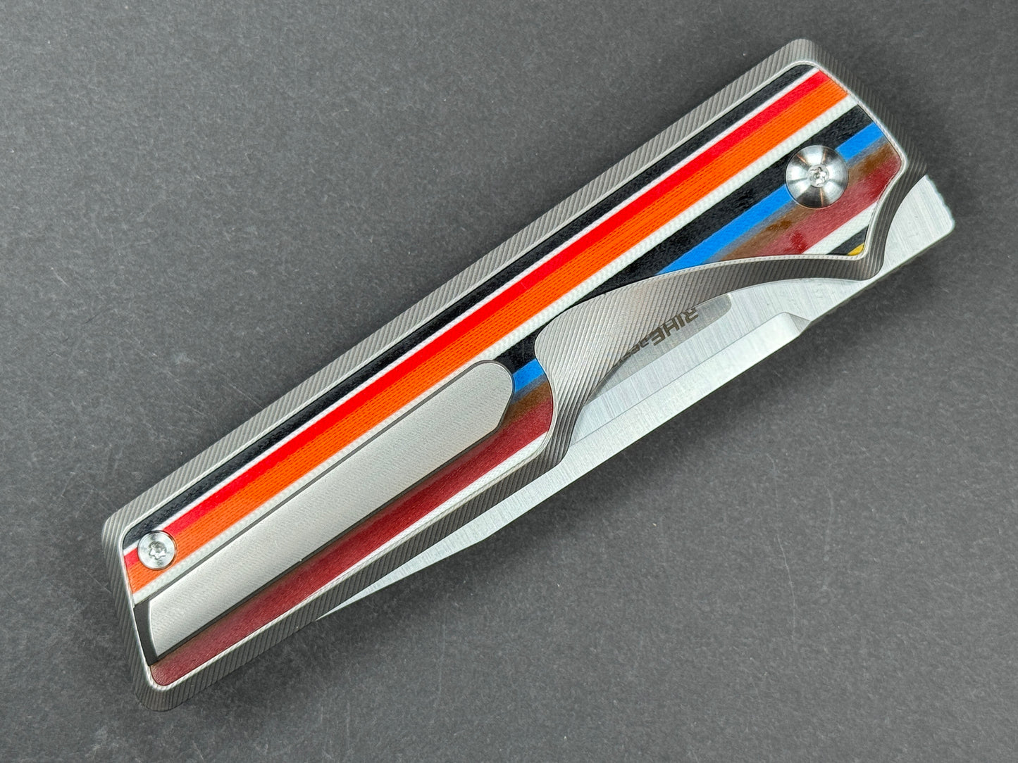 TWOSUN TS436 Folding, Liner Lock, K110, Satin, Tanto, Plain Edge, Compound Bevel, Handle: Tittanium/ G10/Multi-color, (NEW - OPEN BOX)