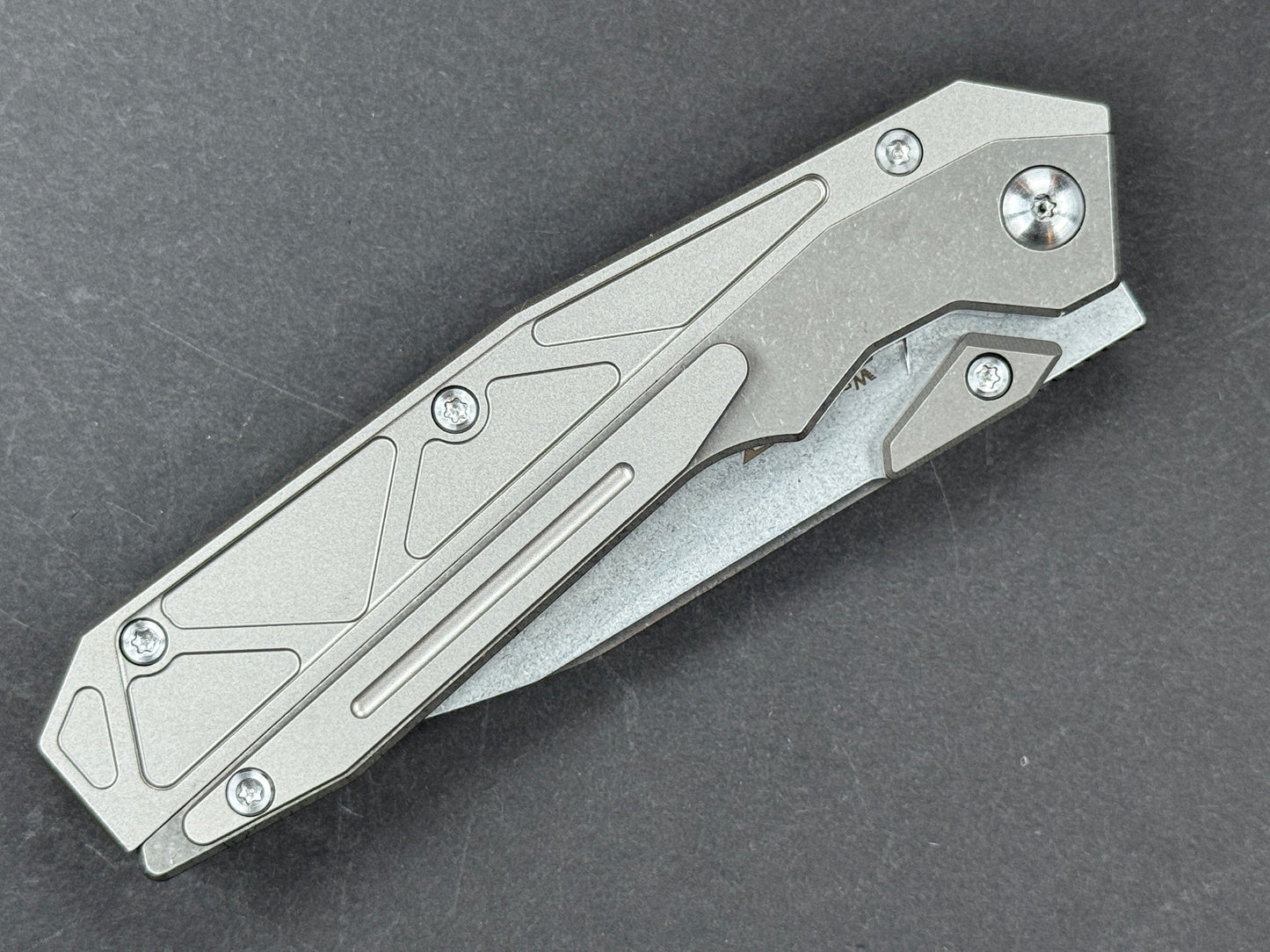 TWOSUN TS452 Folding, Liner Lock, 14C28N, Stonewash, Spear Point, Plain Edge, Full Grind, Handle: Titanium/Gray, (NEW - OPEN BOX)