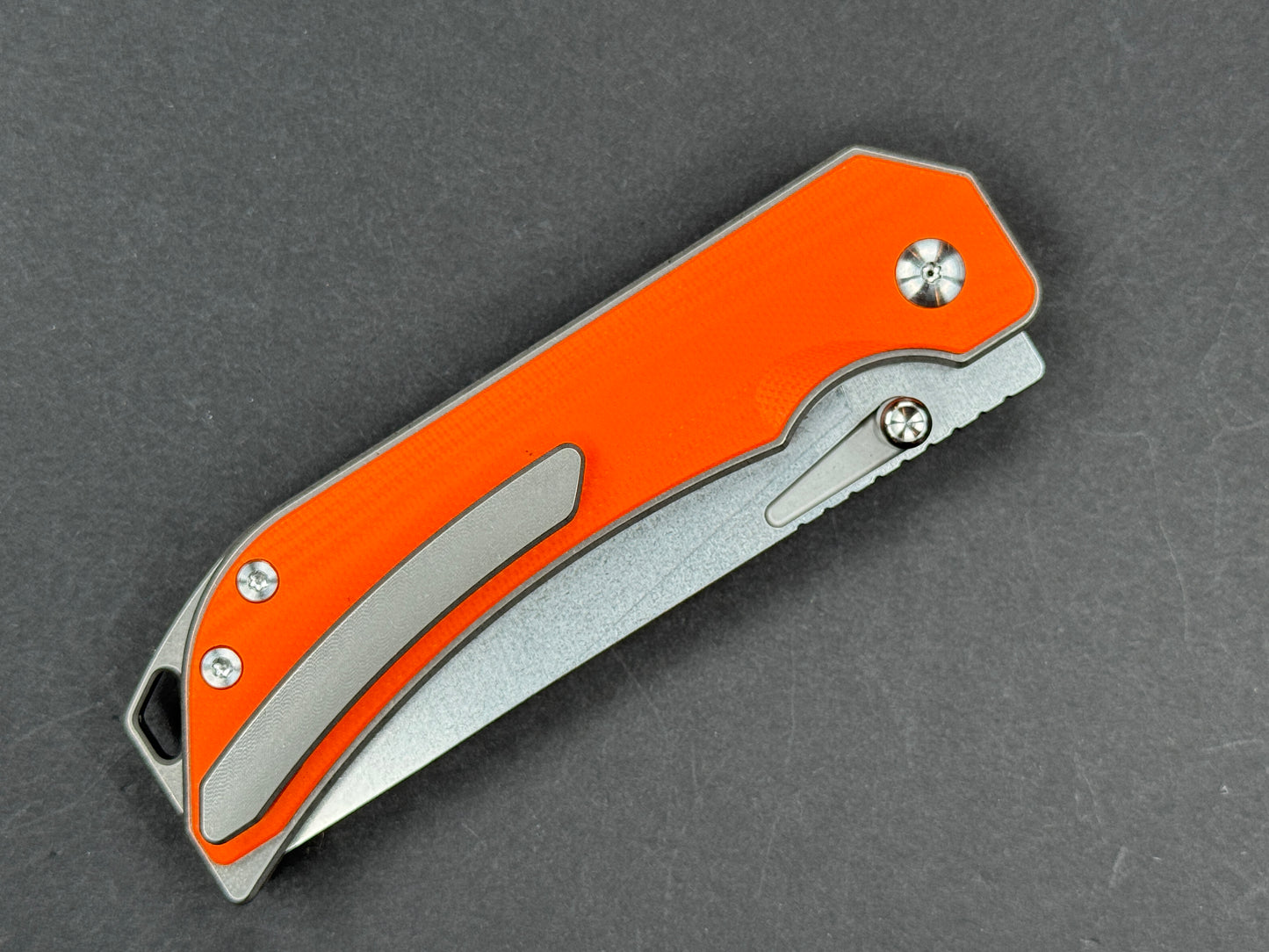 TWOSUN TS472 Folding, Liner Lock, 14C28N, Stonewash, Straight Back, Plain Edge, Full Grind, Handle: Titanium/ G10/Gray/ Orange, (NEW - OPEN BOX)