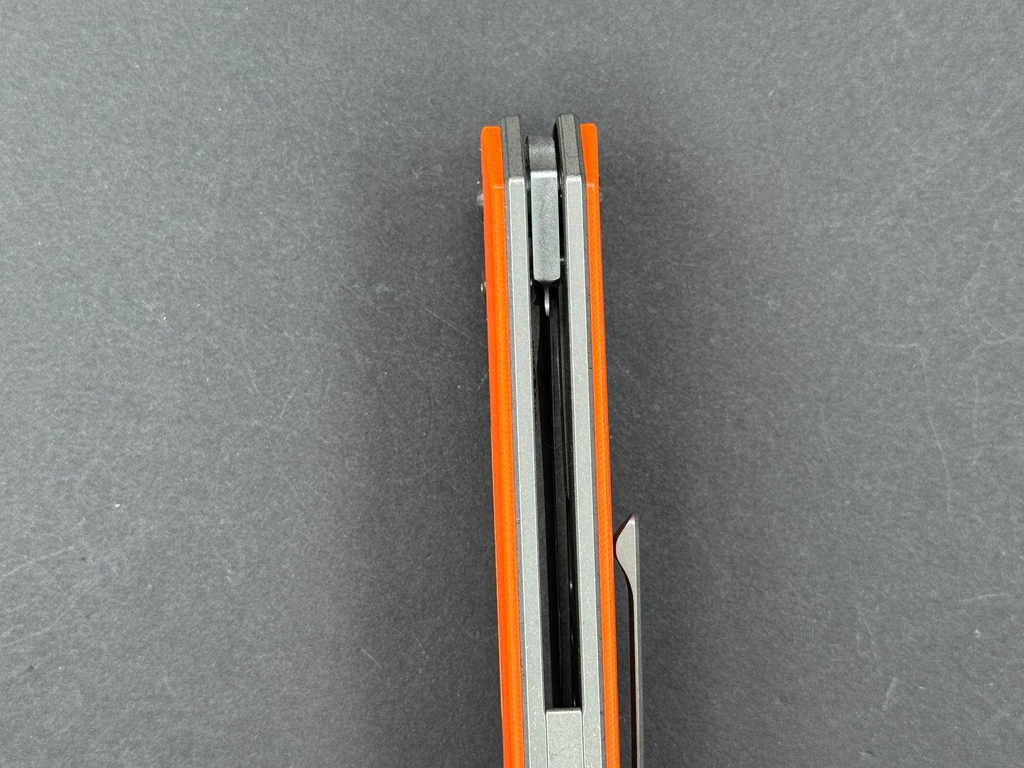 TWOSUN TS472 Folding, Liner Lock, 14C28N, Stonewash, Straight Back, Plain Edge, Full Grind, Handle: Titanium/ G10/Gray/ Orange, (NEW - OPEN BOX)