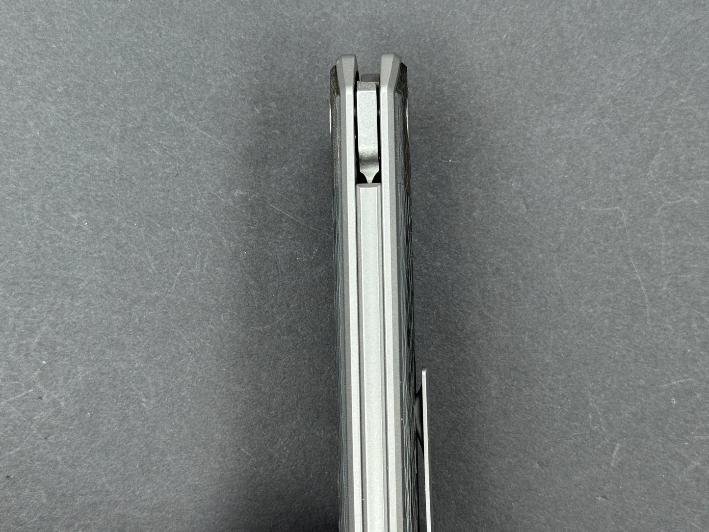 TWOSUN TS474 Folding, Frame Lock, M398, Stonewash, Sheepsfoot, Plain Edge, High Flat Grind, Handle: Titanium/ Carbon Fiber/Gray/ Black, (NEW - OPEN BOX)