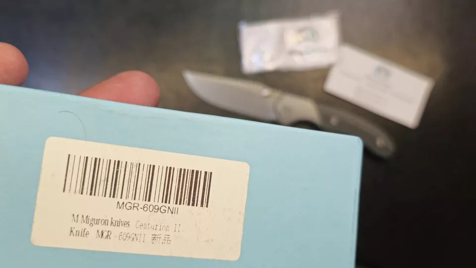 Miguron Centurion II Ti/Green CF Handle M390Edge. (Open Box)