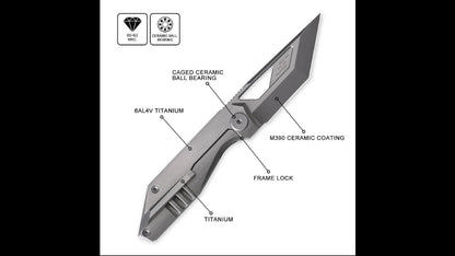 Cavol Shimo Framelock Gray Titanium Handle M390 Blade