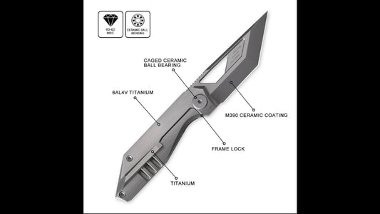 Cavol Shimo Framelock Gray Titanium Handle M390 Blade