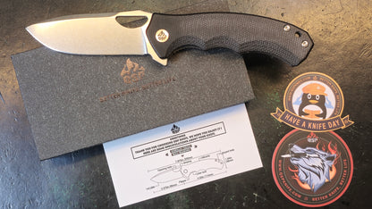 QSP Gorilla Liner Lock Folding Knife Black Micarta Handle 14C28N Plain Edge Stonewash Finish (NEW)