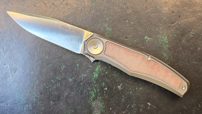 Real Steel Avangard Folding Knife Titanium/Natural Micarta Handle M390 Drop Point Plain Edge Satin Finish (Open Box)