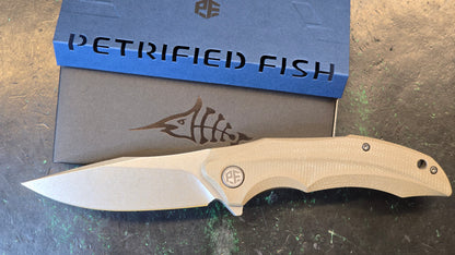 Petrified Fish PFP10 Hairtail 3.54" K110 Steel Blade Micarta Handle, Flipper Liner lock Folding knife (OPEN BOX)
