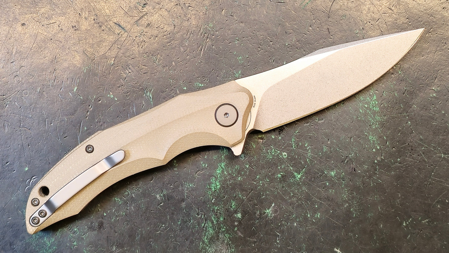 Petrified Fish PFP10 Hairtail 3.54" K110 Steel Blade Micarta Handle, Flipper Liner lock Folding knife (OPEN BOX)