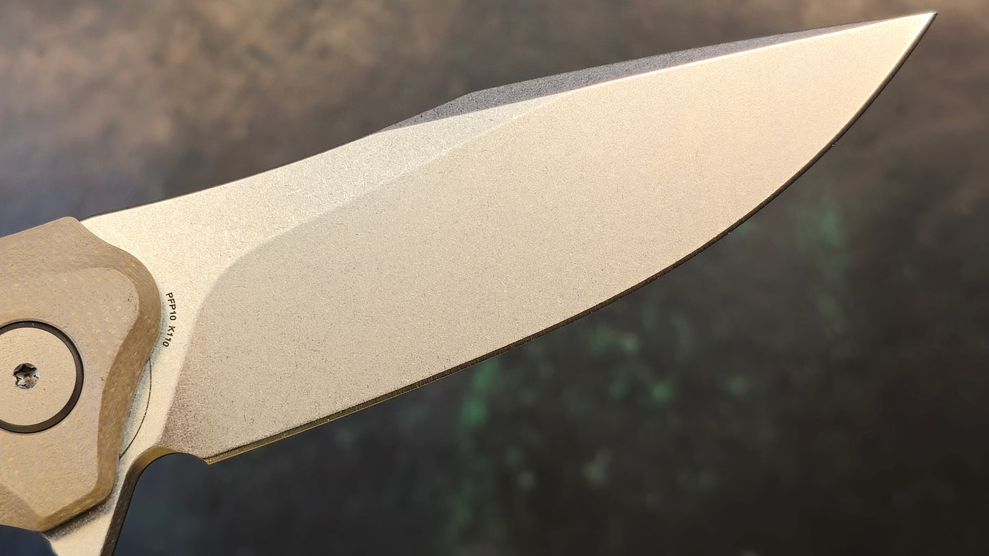 Petrified Fish PFP10 Hairtail 3.54" K110 Steel Blade Micarta Handle, Flipper Liner lock Folding knife (OPEN BOX)