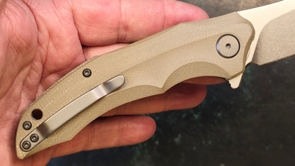 Petrified Fish PFP10 Hairtail 3.54" K110 Steel Blade Micarta Handle, Flipper Liner lock Folding knife (OPEN BOX)