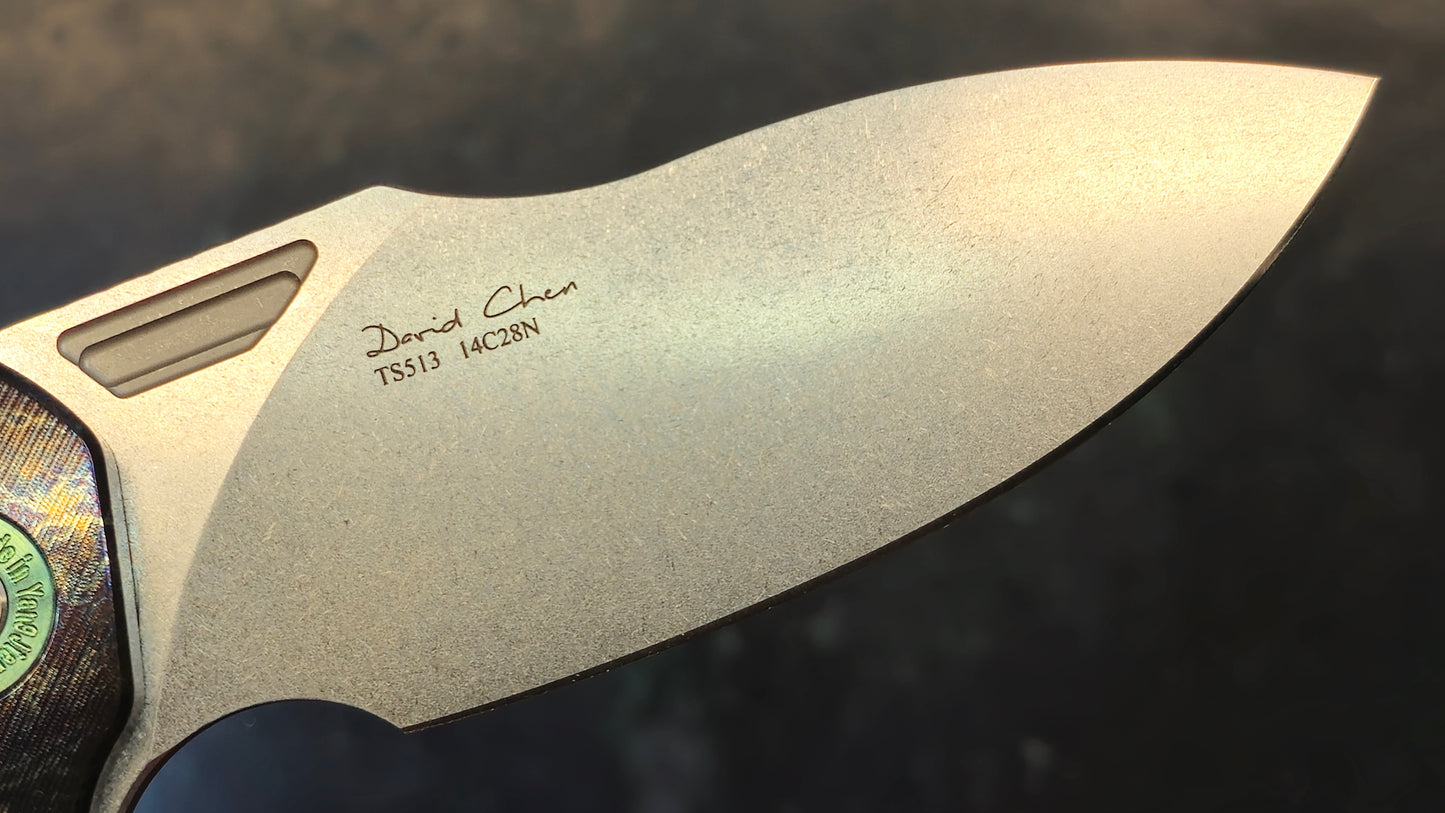 TwoSun TS513 Color Stone Wash 14C28N Titanium Micarta Handle (NEW)