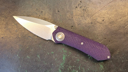 TwoSun TS334 14C28N PURPLE Linen Micarta Handle Plain Edge (USED-CLOSEOUT)