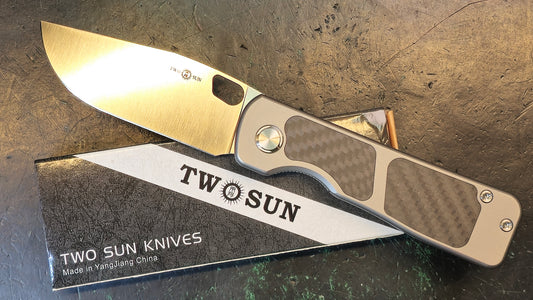 TwoSun TS396 Keanu Carbon Fiber/Titanium Handle D2 Plain Edge (CLOSEOUT)